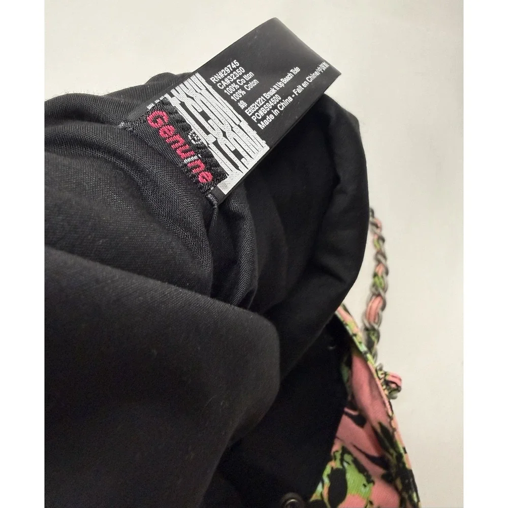 Volcom 2000s‎ Pink Green Floral Large Tote Bag Chain Handles Hobo Beach Casual